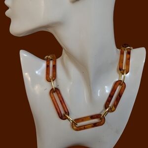 3/$30 VTG 1970s Oval Tortoise Acrylic Link Necklace